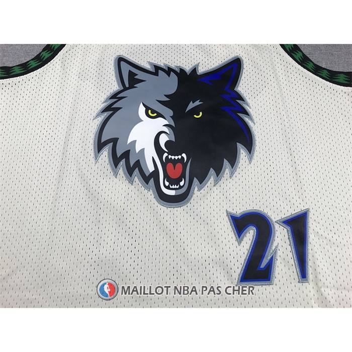 Maillot Minnesota Timberwolves Kevin Garnett NO 21 Mitchell & Ness Chainstitch Creme